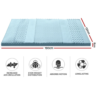 Memory Foam Mattress Topper 7-Zone 8Cm Double