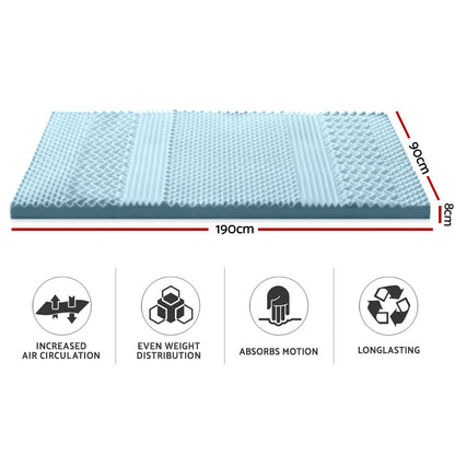 Memory Foam Mattress Topper 7-Zone 8Cm Single