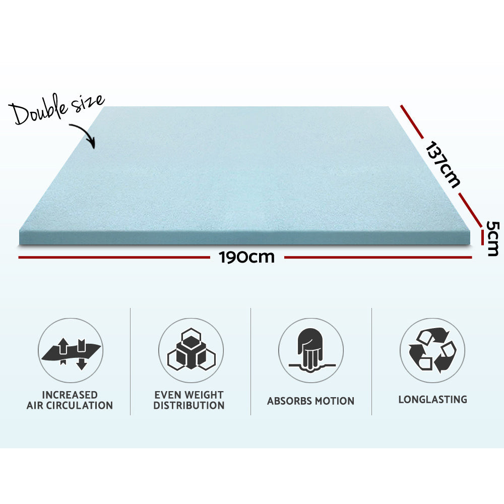 Memory Foam Mattress Topper Cool Gel 5Cm Double