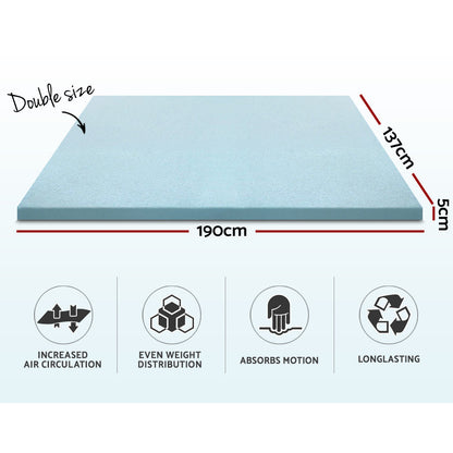Memory Foam Mattress Topper Cool Gel 5Cm Double