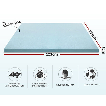 Memory Foam Mattress Topper Cool Gel 5Cm Queen