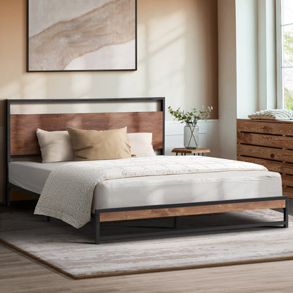 Metal Bed Frame King/Single Size Beds Platform Wood