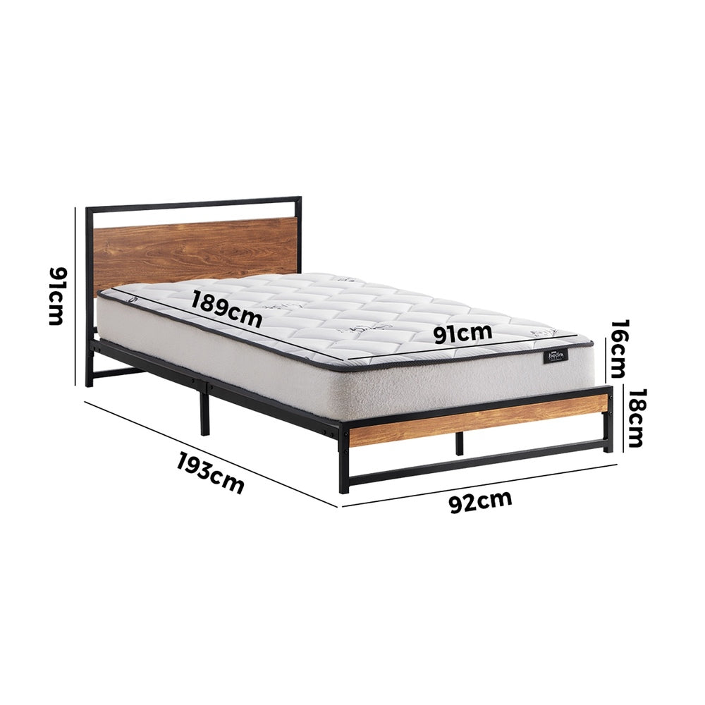 Metal Bed Frame Single Size Beds Platform with Mattress