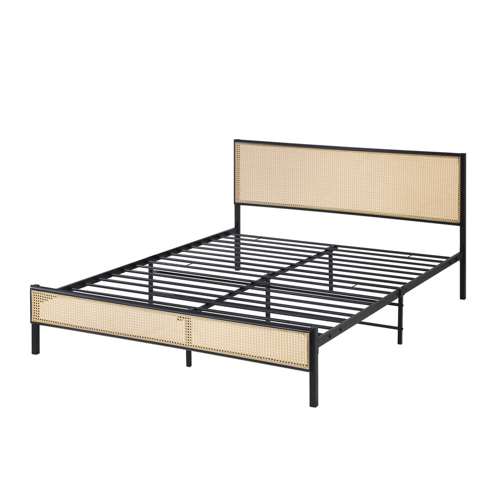 Metal Bed Frame All Sizes with Rattan Board