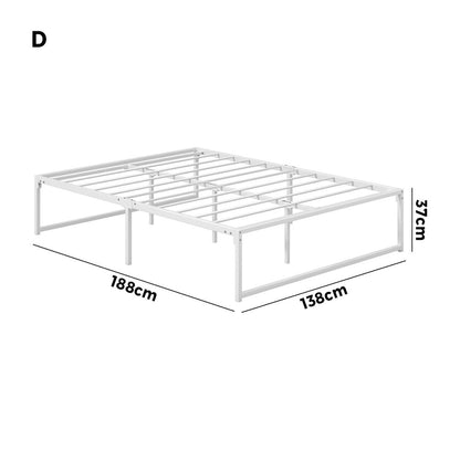 Metal Bed Frame Double/Queen Size Bed Base White