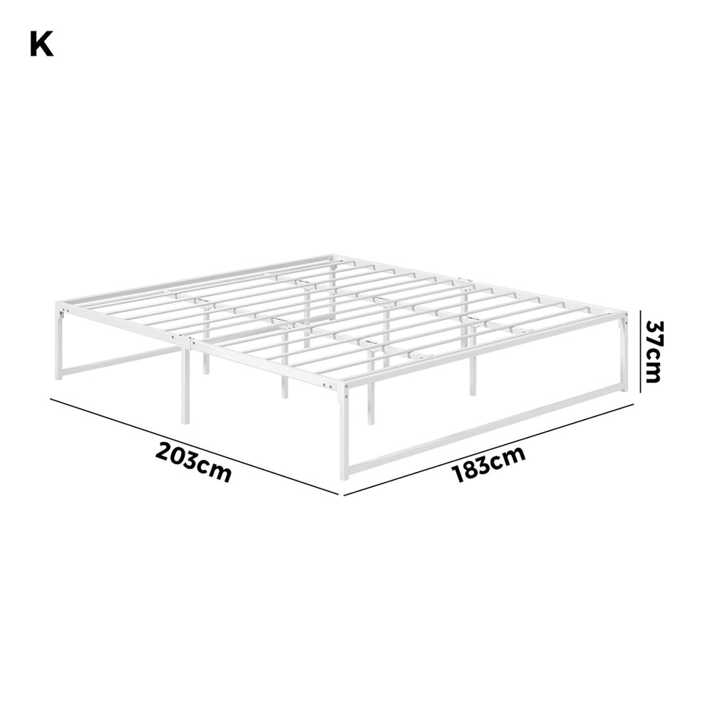 Metal Bed Frame KIng Size Beds Base Platform White