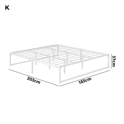 Metal Bed Frame KIng Size Beds Base Platform White