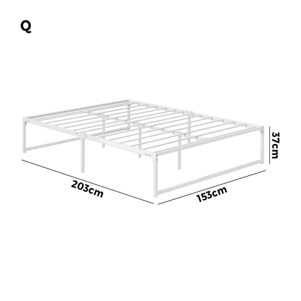 Metal Bed Frame Double/Queen Size Bed Base White