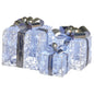 Set of 3 Christmas Gift Boxes Display With Lights Jewelled Wire and Silver Bows