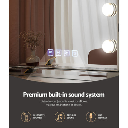 Bluetooth Makeup Mirror 58x46cm Hollywood Vanity with LED Light Wall