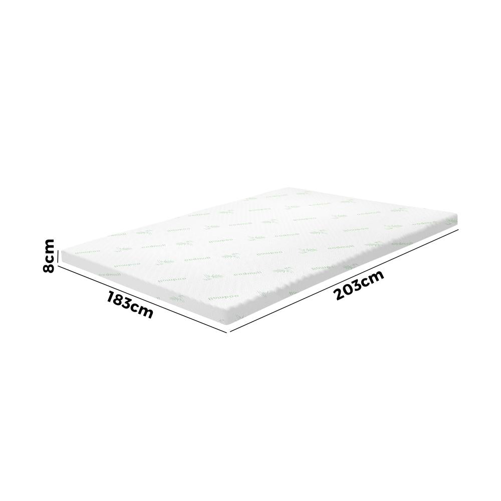 Simple Deals Memory Foam Mattress Topper Cool Gel Bed Bamboo Cover 7-Zone 8CM King