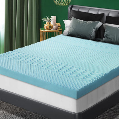 Simple Deals Memory Foam Mattress Topper Cool Gel Bed Bamboo Cover 7-Zone 8CM Queen