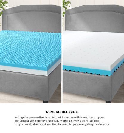 Memory Foam Mattress Topper Reversible Cool Gel 10cm
