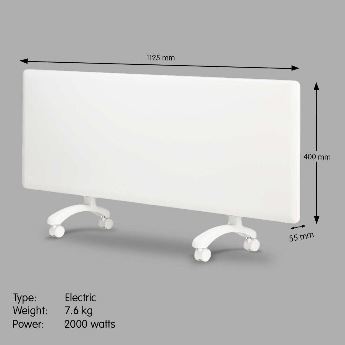 2000w electric panel heater with thermostat & castors