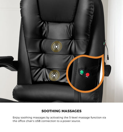 Massage Office Chair Racing Chairs PU Leather Black