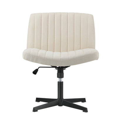 Mid Back Armless Office Desk Chair Height Adjustable Wide Seat Beige