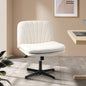Armless Office Chair Wide Seat Linen with Wheels Beige