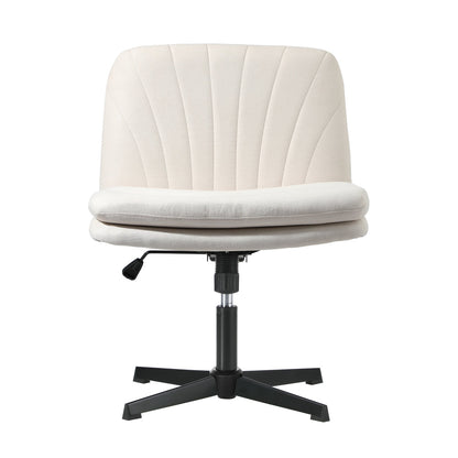 Armless Office Chair Wide Seat Linen Charcoal No Wheels