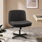 Armless Office Chair Wide Seat Linen Beige/Charcoal