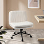 Armless Office Chair Wide Seat Linen with Wheels Charcoal