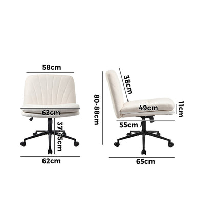 Armless Office Chair Wide Seat Linen with Wheels Charcoal