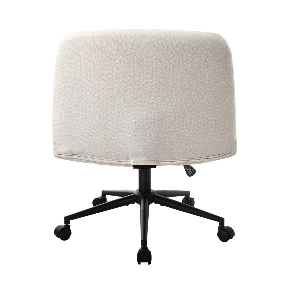 Armless Office Chair Wide Seat Linen Charcoal No Wheels