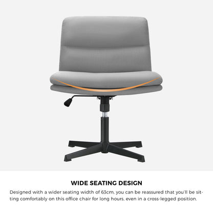 Mid Back Armless Office Chair Wide Seat Linen Beige
