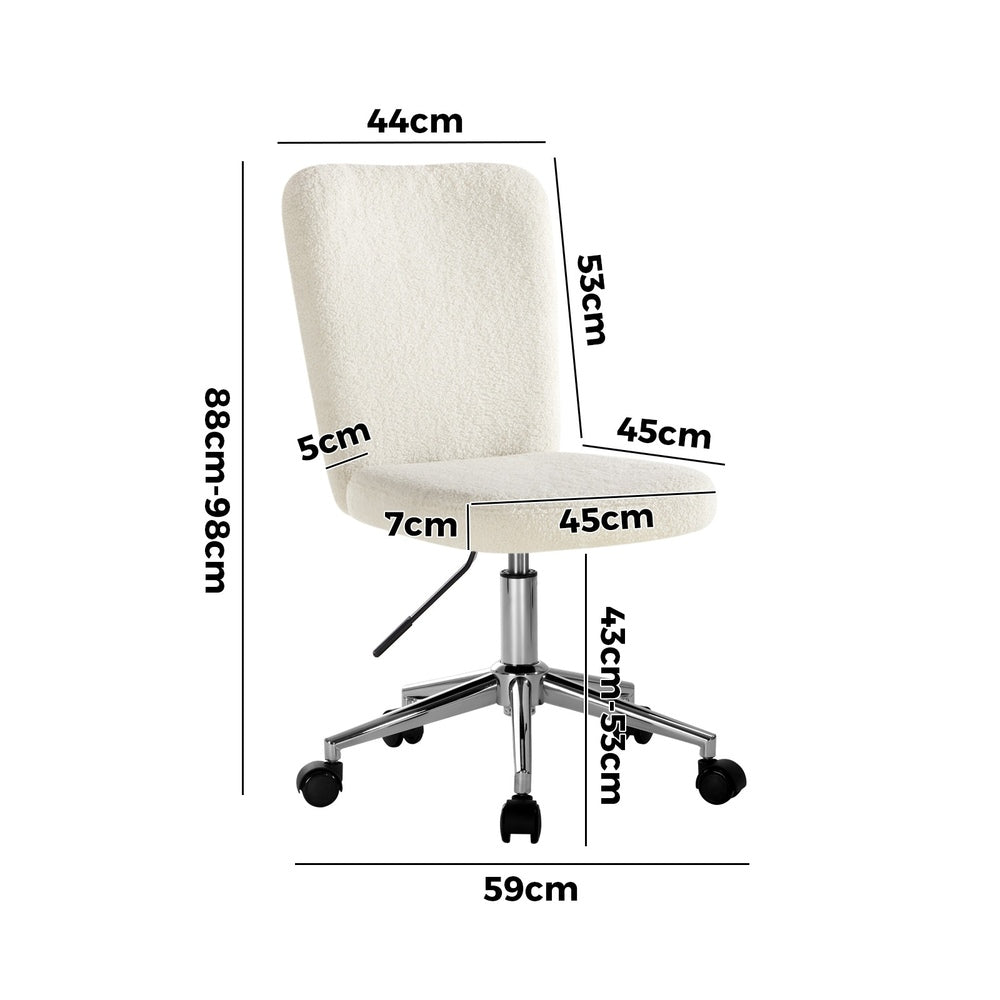 High Back Armless Office Chair Boucle White&Black