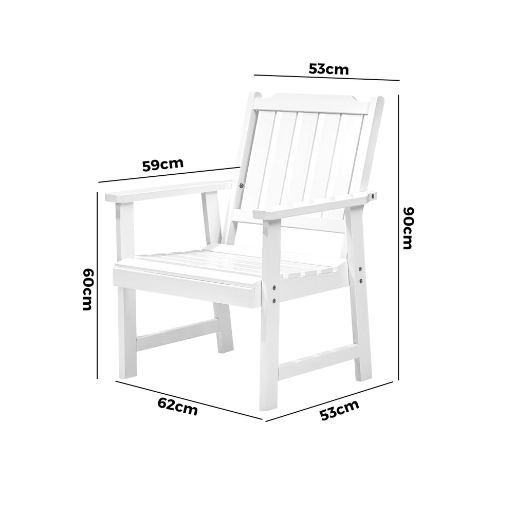 Outdoor Armchair Wooden Patio Furniture 2PCS Chairs Set Garden Seat White
