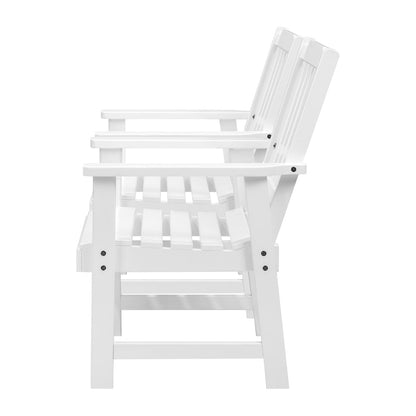 Outdoor Armchair Wooden Patio Furniture 2PCS Chairs Set Garden Seat White