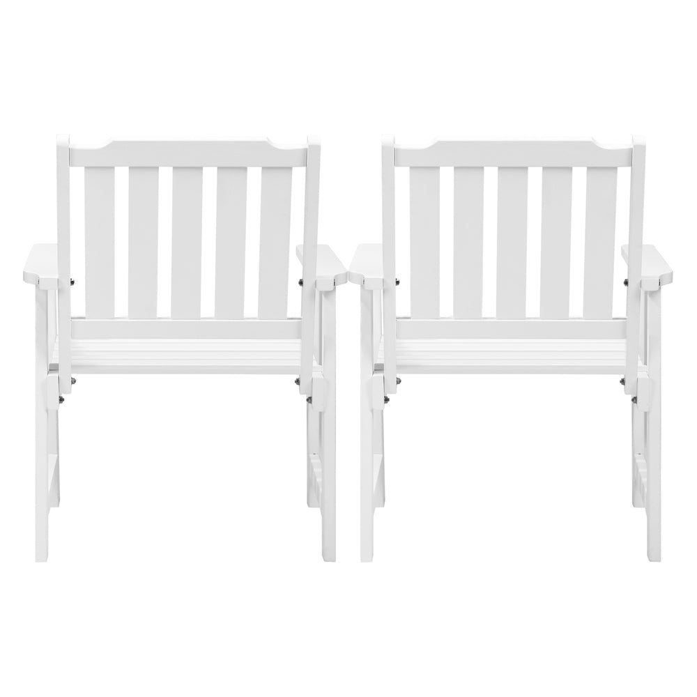 Outdoor Armchair Wooden Patio Furniture 2PCS Chairs Set Garden Seat White