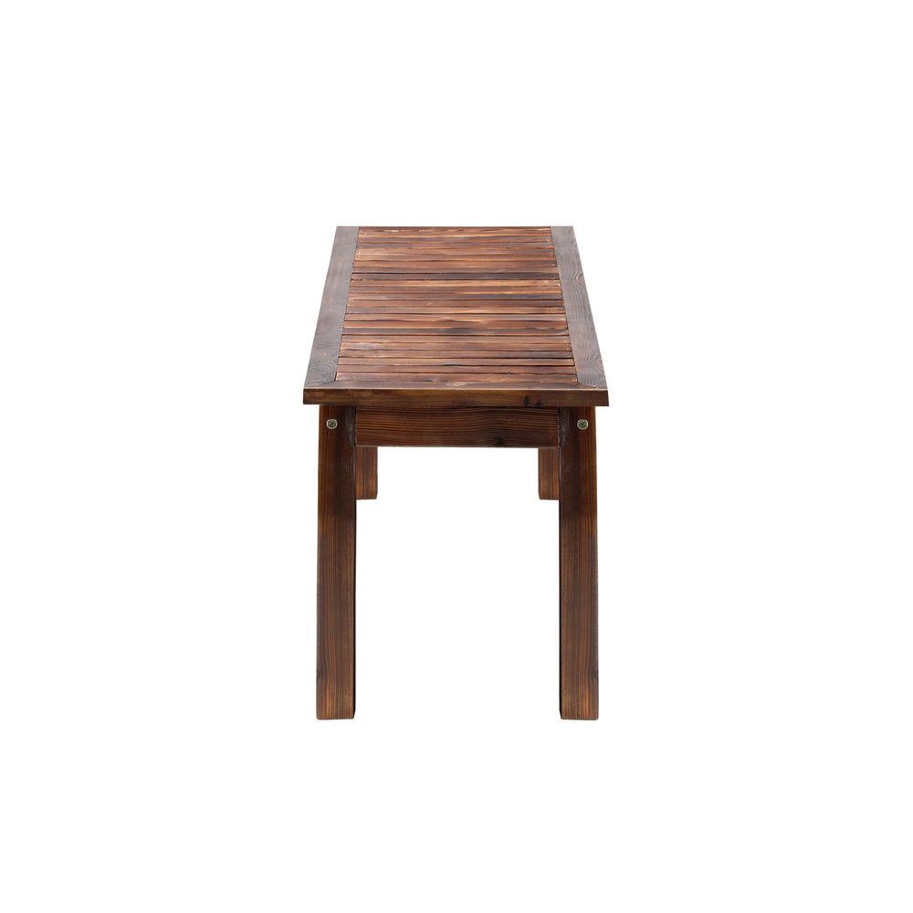 Wood Patio Dining Chair 120cm Garden Bench Outdoor Slatted Seat