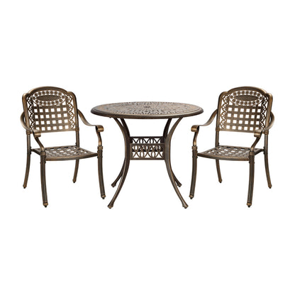 Outdoor Dining Chairs 3 Piece Bistro Set Cast Aluminium Patio Furniture