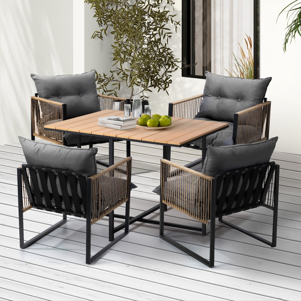 19 Seater Outdoor Dining Set with Sintered Stone Table for Garden Balcony Black & Grey