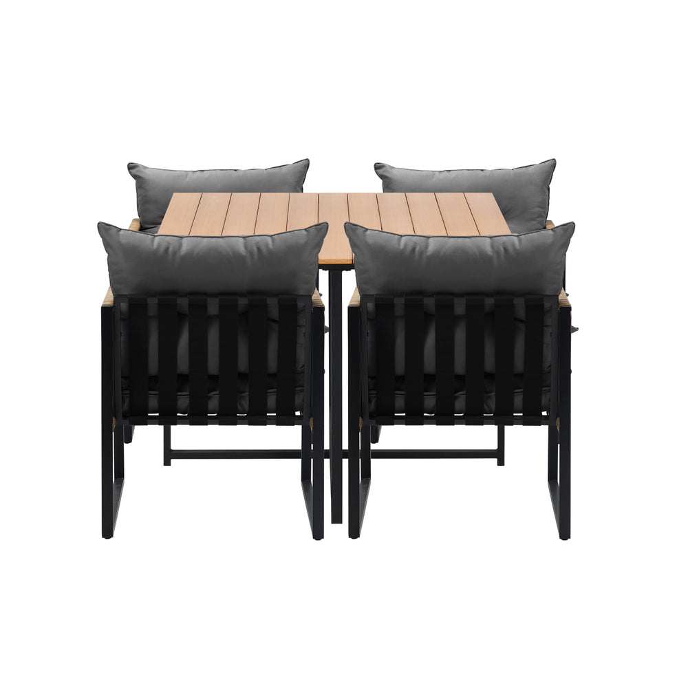 16 Seater Outdoor Dining Set with Sintered Stone Table for Garden Balcony Black & Grey