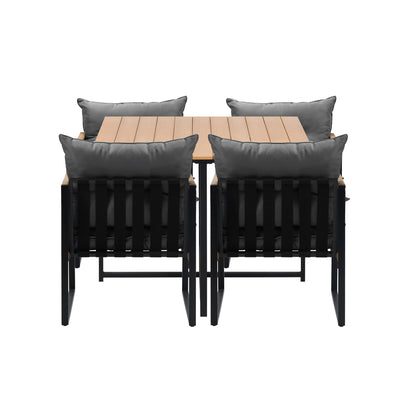 16 Seater Outdoor Dining Set with Sintered Stone Table for Garden Balcony Black & Grey