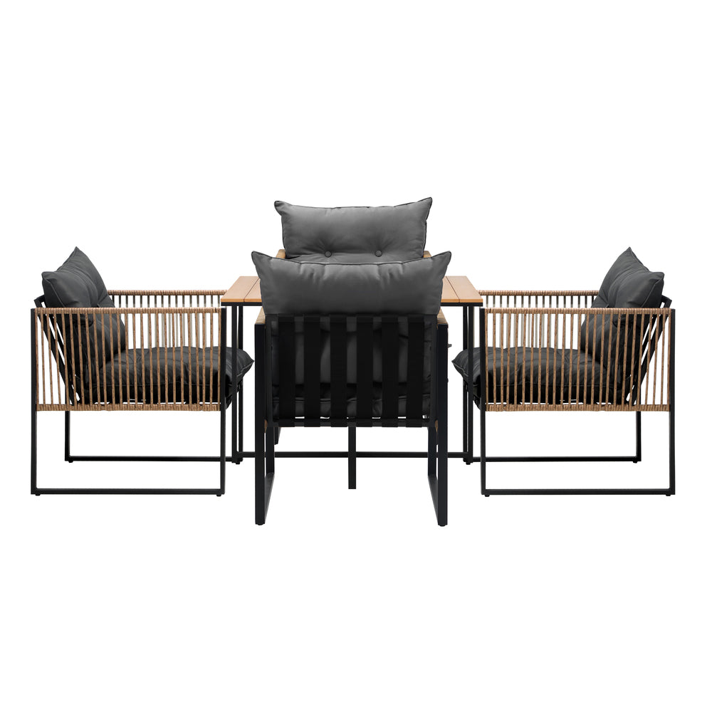 14 Seater Outdoor Dining Set with Sintered Stone Table for Garden Balcony Black & Grey