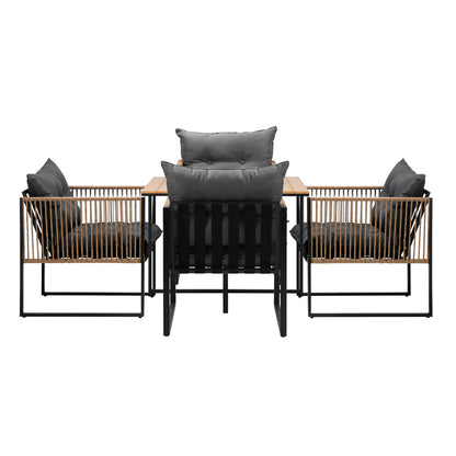 14 Seater Outdoor Dining Set with Sintered Stone Table for Garden Balcony Black & Grey
