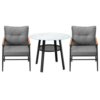 Outdoor 3PCS Dining Set Table with Storage Shelf