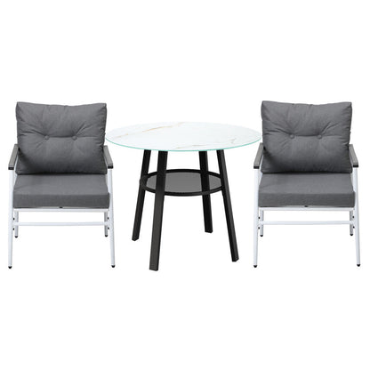 Outdoor 5PCS Dining Set Table with Storage Shelf