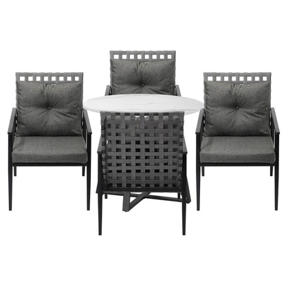 Outdoor Dining Set 5PCS Round Table Rattan Chair