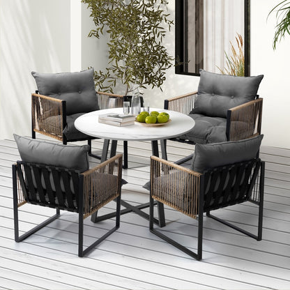 8 Seater Outdoor Dining Set with Sintered Stone Table for Garden Balcony Black & Grey