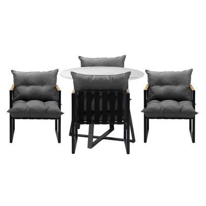 10 Seater Outdoor Dining Set with Sintered Stone Table for Garden Balcony Black & Grey