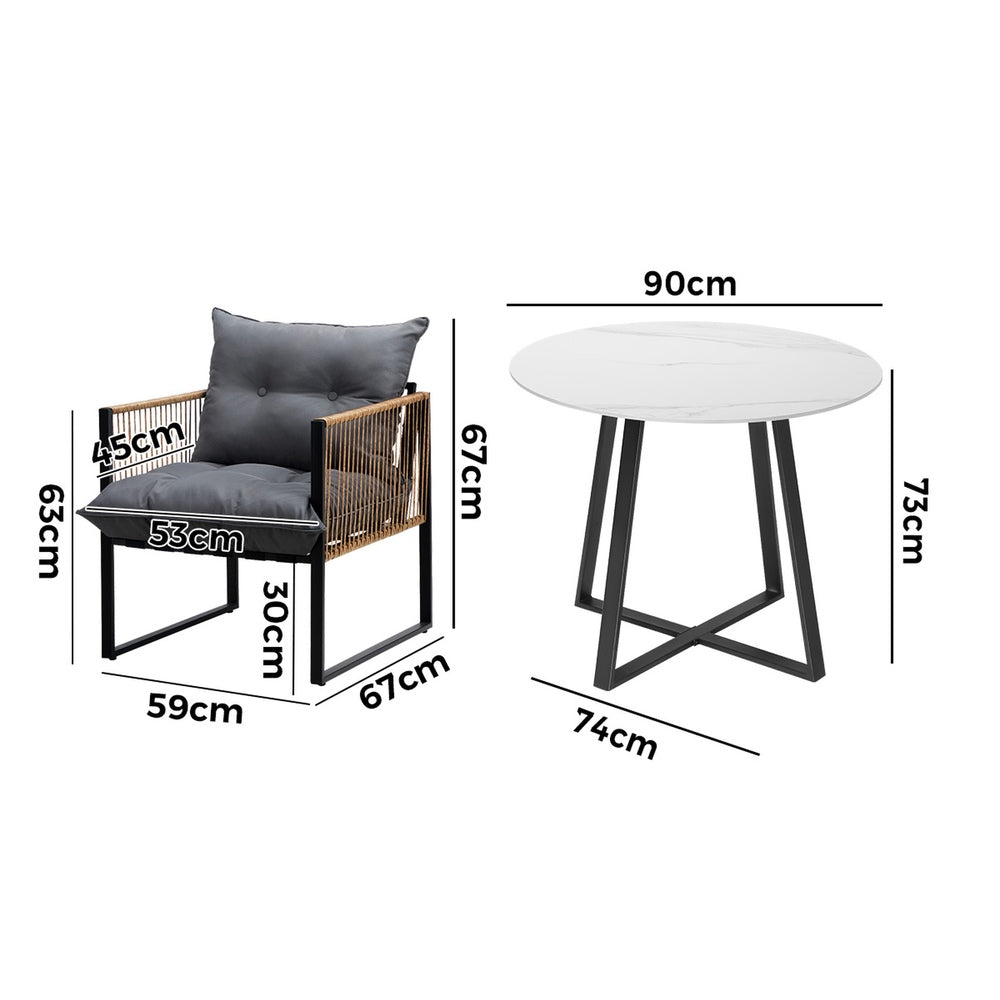 11 Seater Outdoor Dining Set with Sintered Stone Table for Garden Balcony Black & Grey