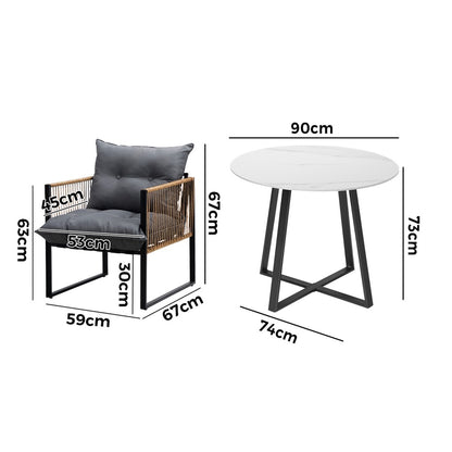 11 Seater Outdoor Dining Set with Sintered Stone Table for Garden Balcony Black & Grey