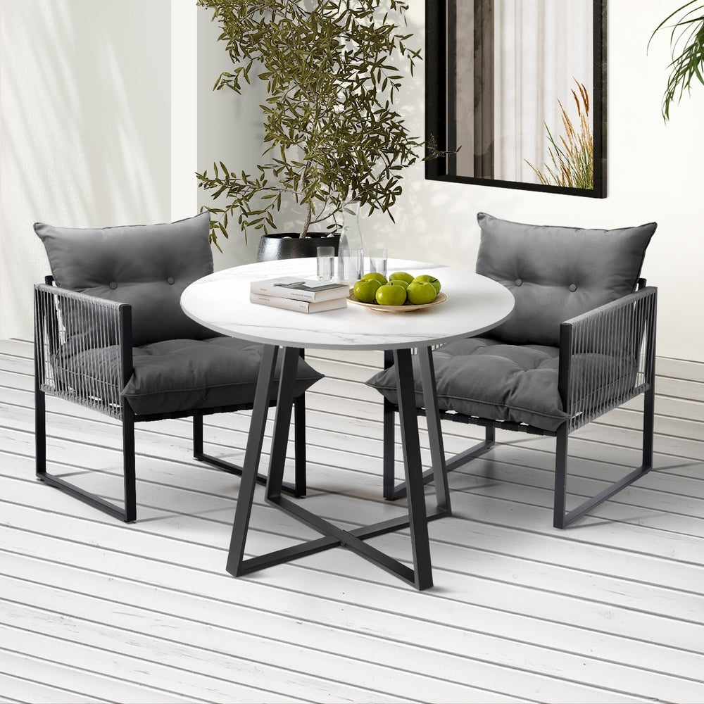 3PCS & 5PC Outdoor Dining Set Round Table and Chairs with Cushions