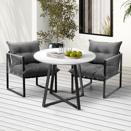 3PCS & 5PC Outdoor Dining Set Round Table and Chairs with Cushions