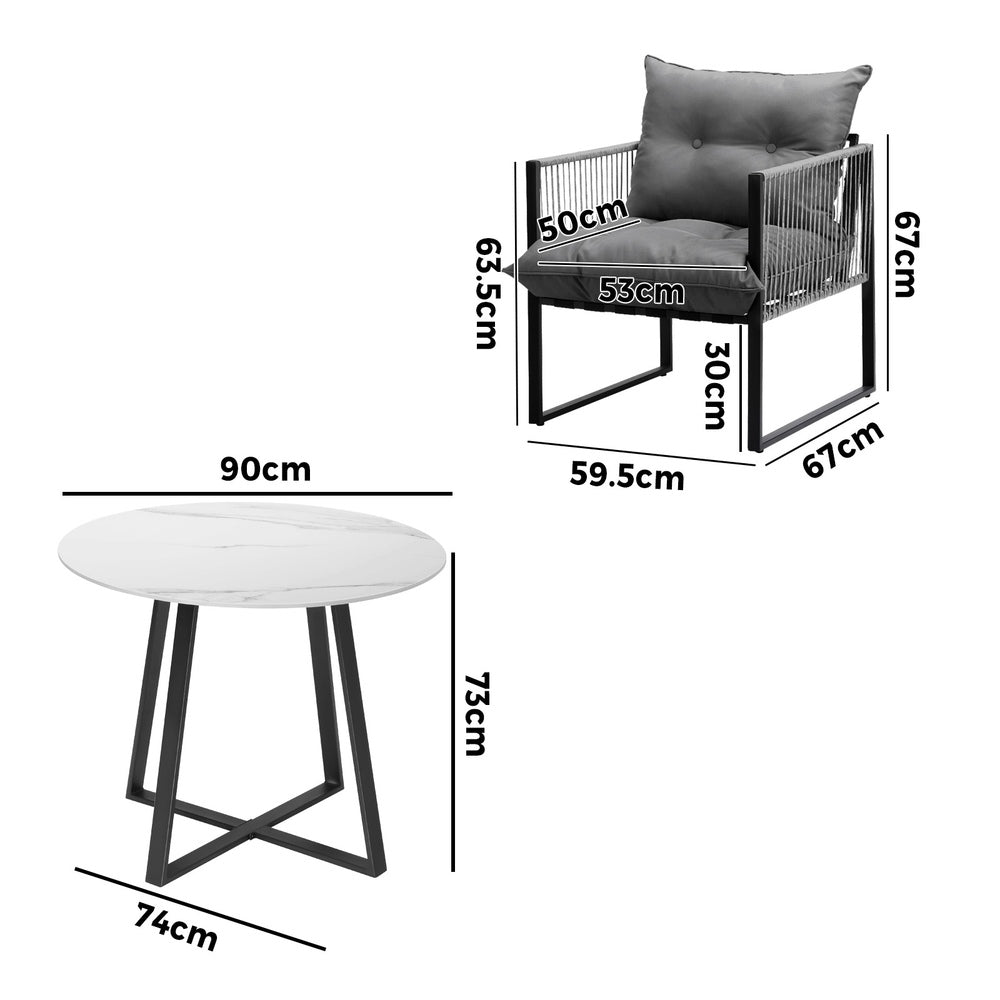 3PCS & 5PC Outdoor Dining Set Round Table and Chairs with Cushions