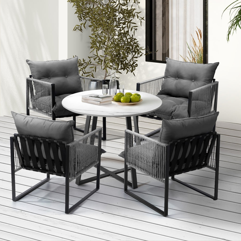 3PCS & 5PC Outdoor Dining Set Round Table and Chairs with Cushions