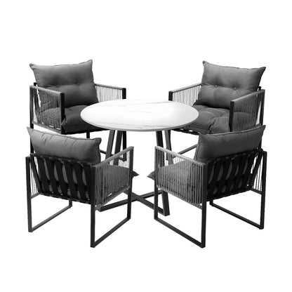 3PCS & 5PC Outdoor Dining Set Round Table and Chairs with Cushions